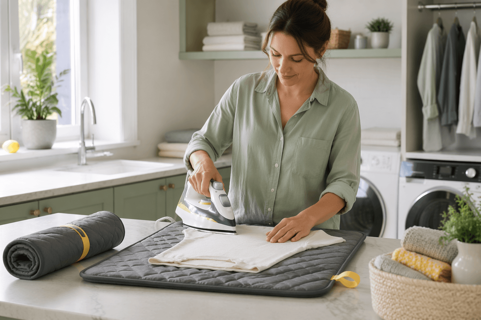 Ironing Mat Roll in a laundry room setting