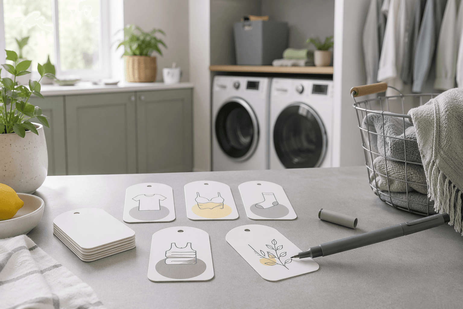 Laundry Label Set in a laundry room setting