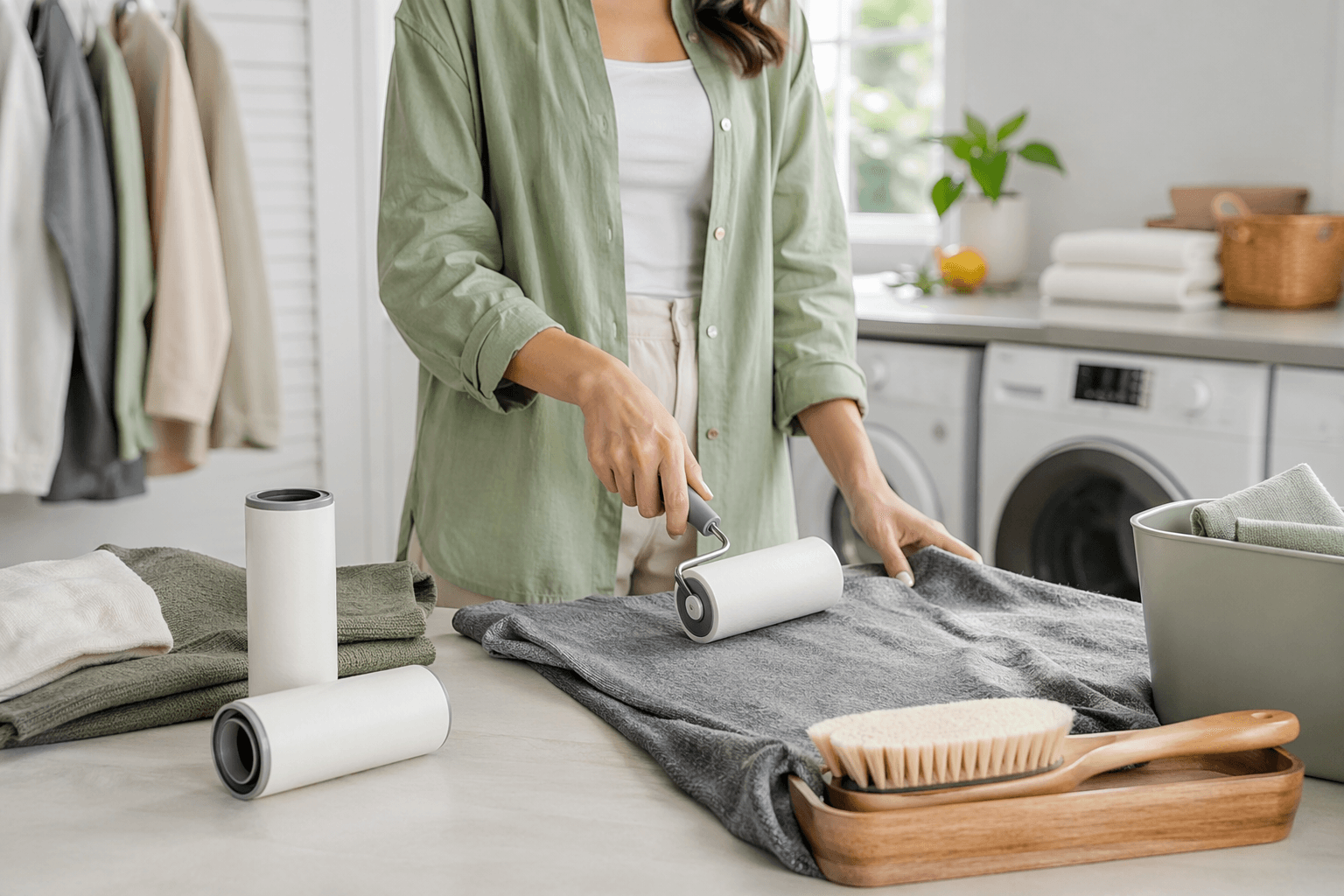 Lint & Care Kit in a laundry room setting
